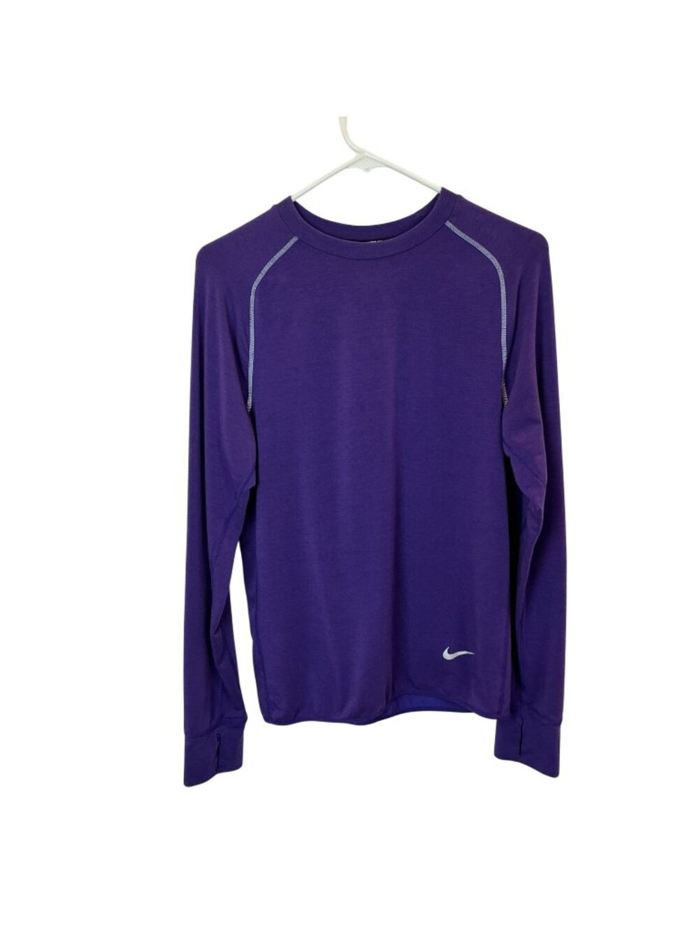 Nike Dri-Fit Purple Long Sleeve Running Shirt With Zipper Pocket Mens Small